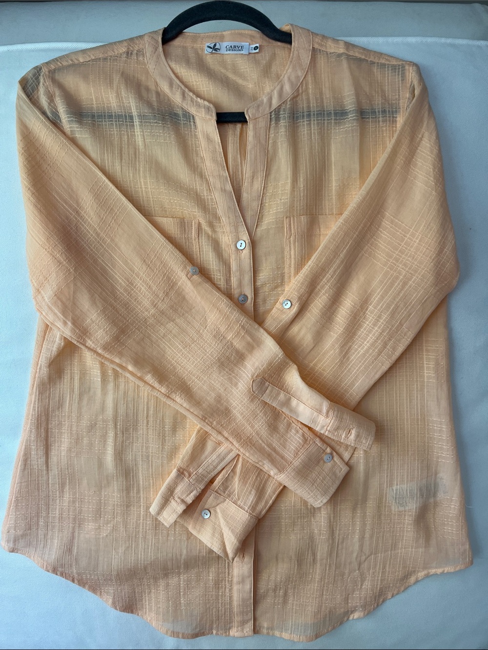 Carve Designs Dylan Tunic Peach  Lightweight Button-Front Shirt